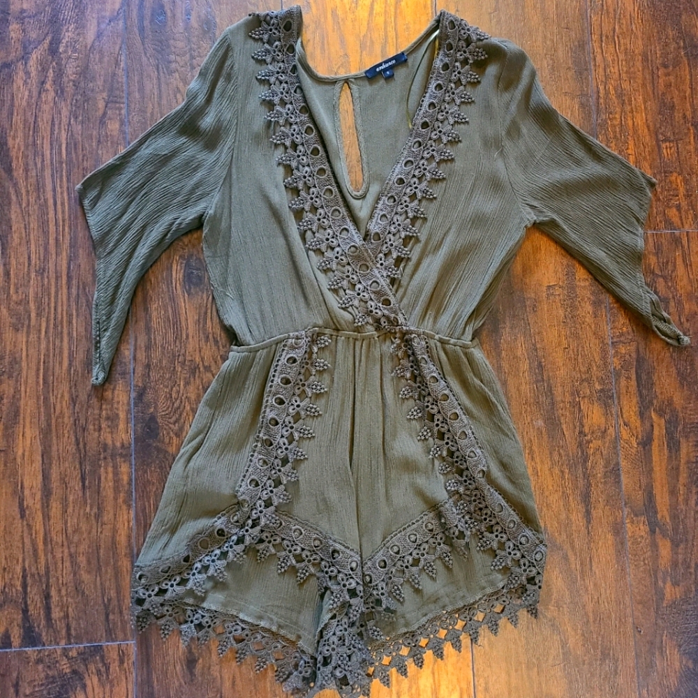 Olive Green Flowy Romper